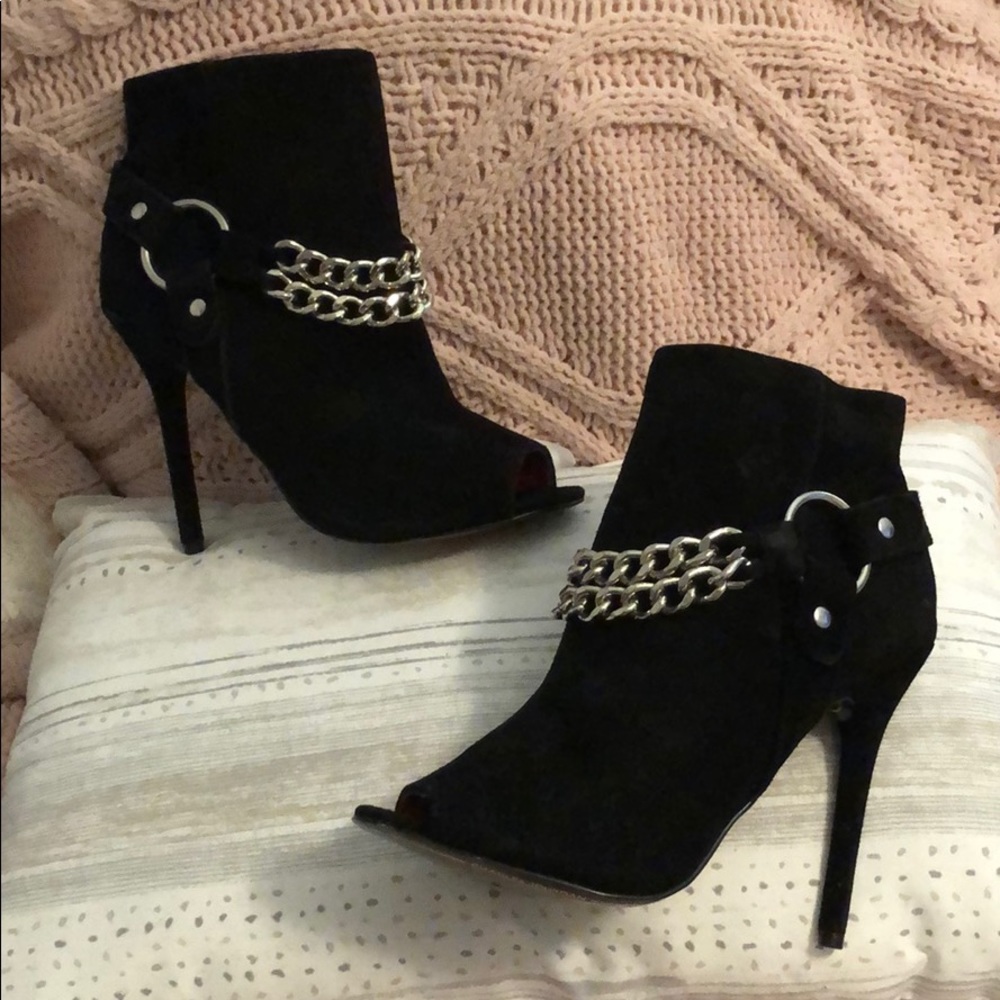 Brand New Charles Jourdan Chained Peeptoe Booties